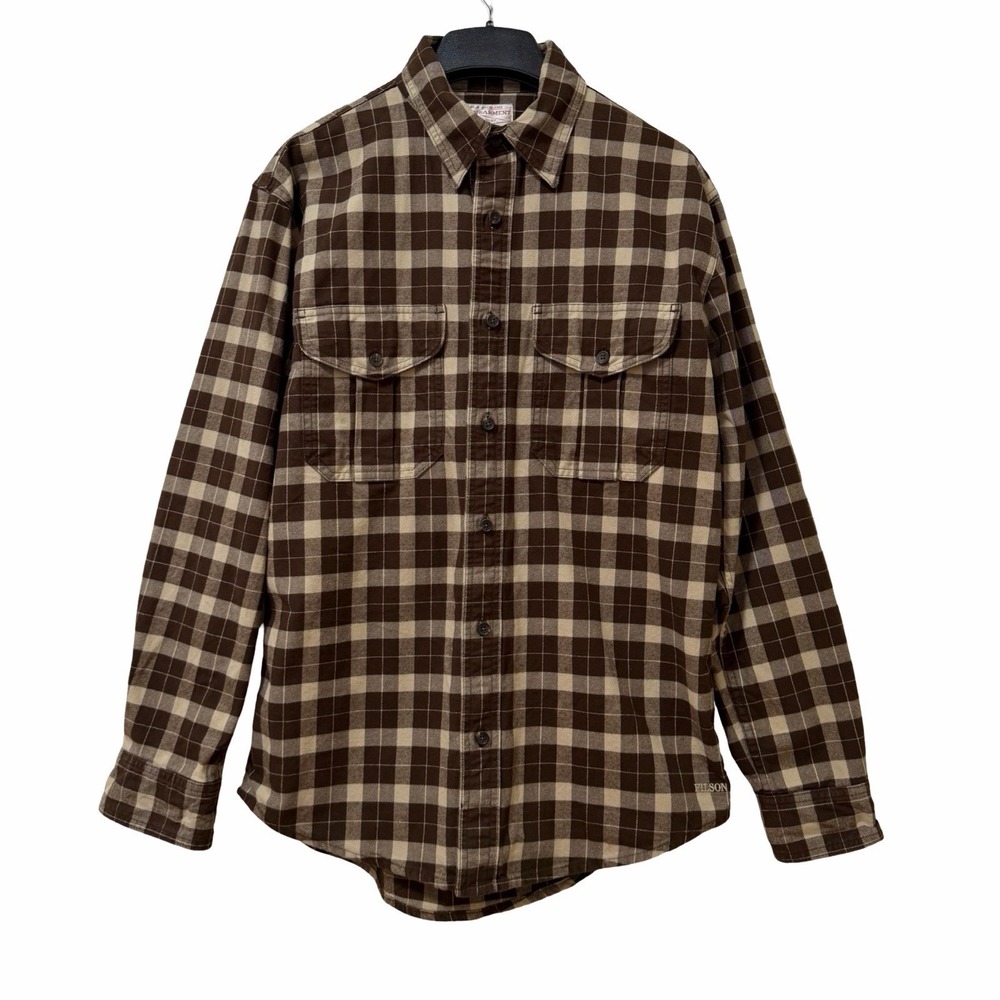 C.C. Filson Mens Alaskan Guide Button Up Flannel Shirt Size S Brown Country Barn
